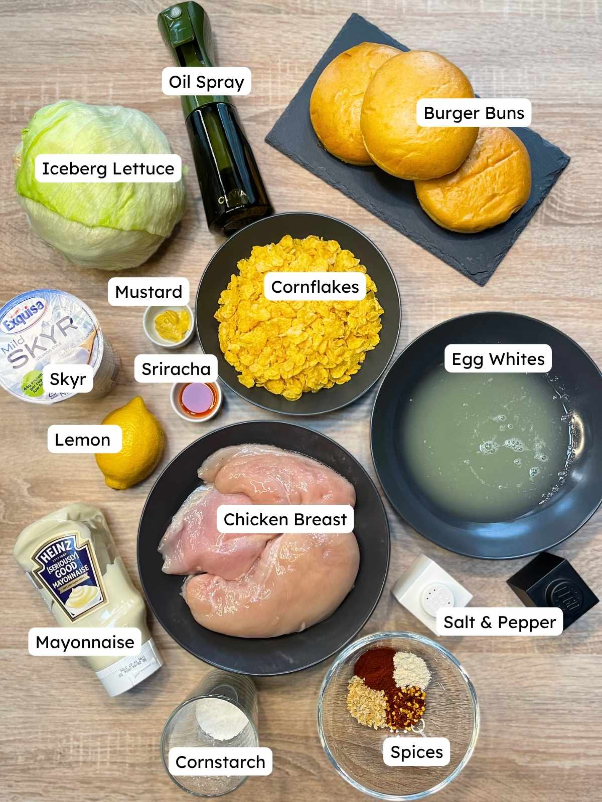 All ingredients for High-Protein Chicken Sandwich (Copycat KFC Recipe)