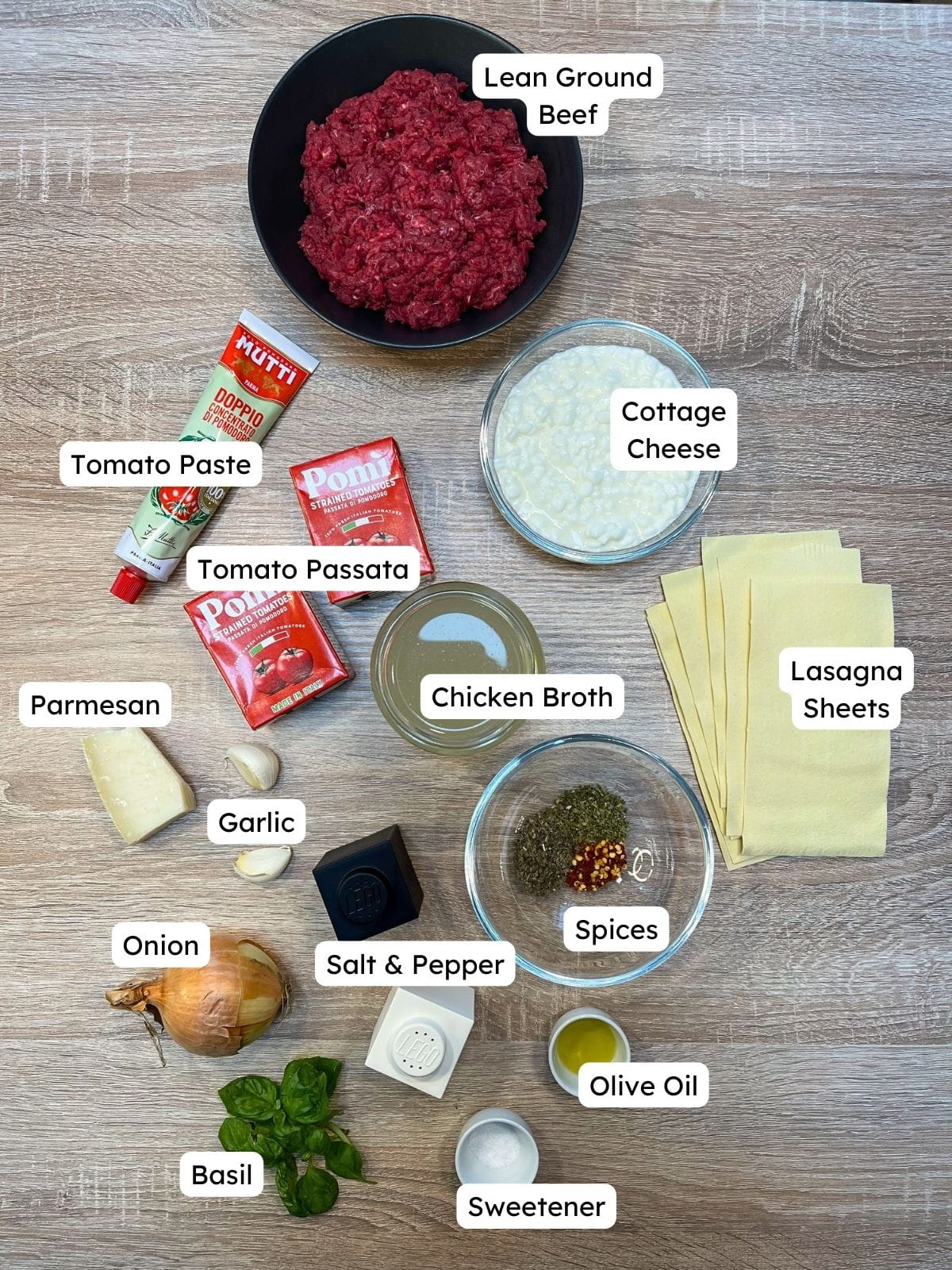 All ingredients for High-Protein Lasagna Soup