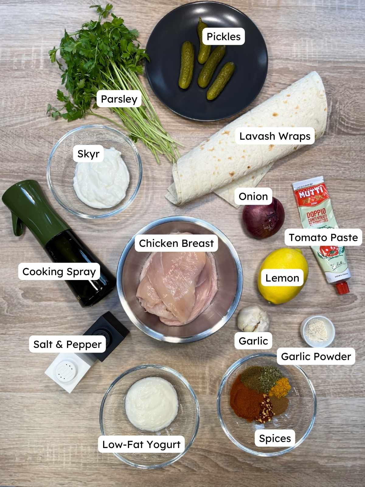 All ingredients for High-Protein Chicken Shawarma