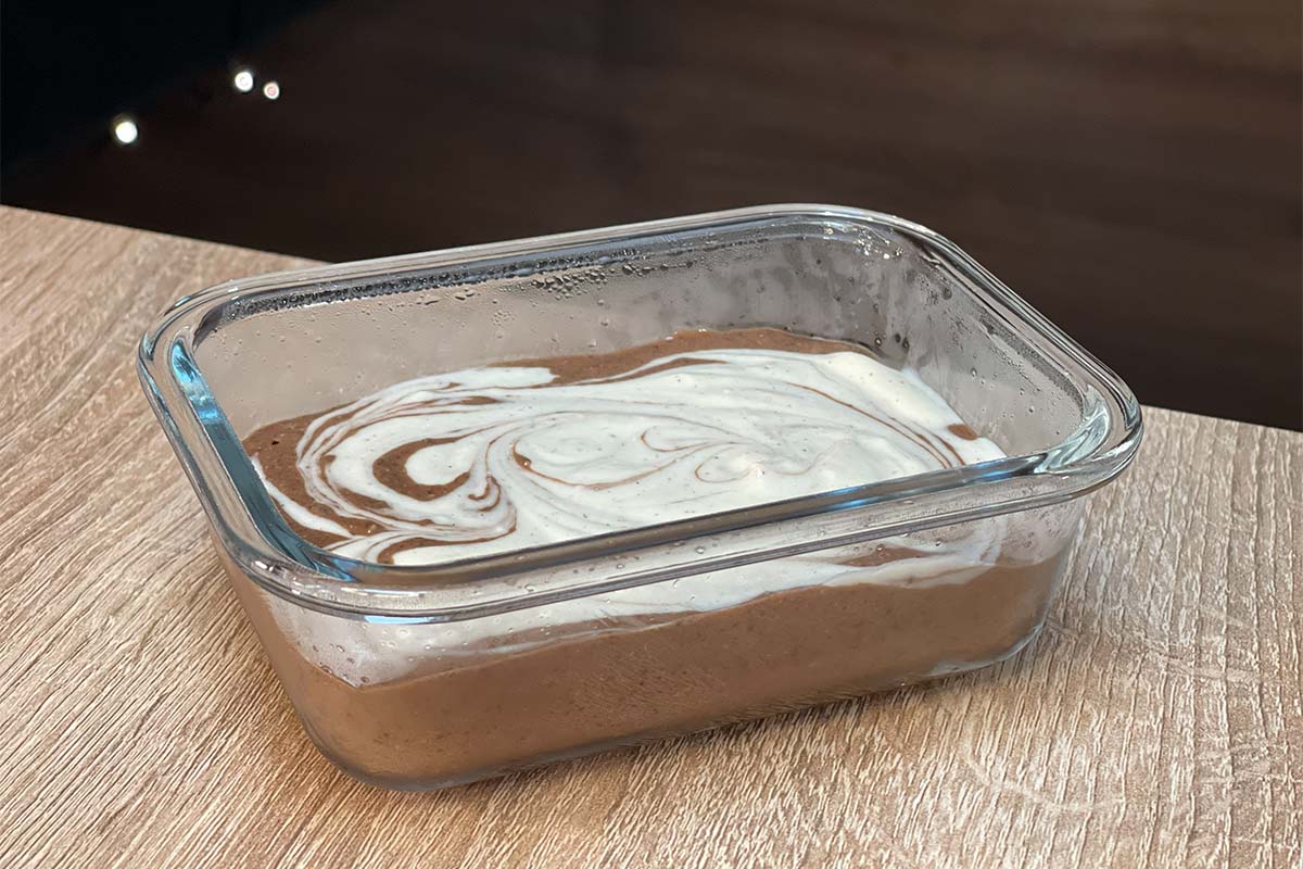 Chia Seed Pudding with Protein Powder served in a meal prep container