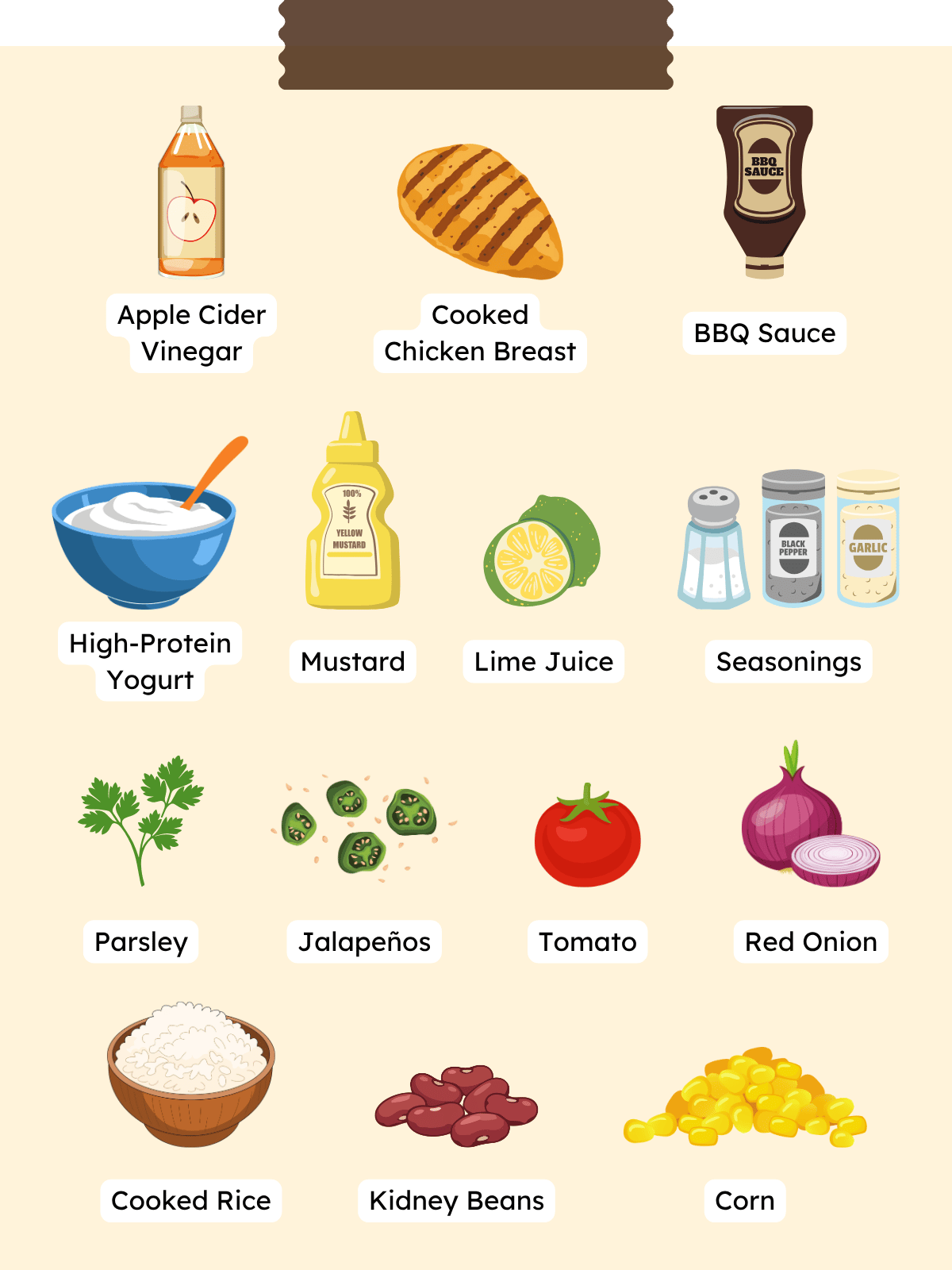 All ingredients for Meal Prep BBQ Chicken Burrito Bowl